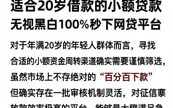 适合20岁借款的小额贷款,归集五个无视黑白100%秒下网贷平台