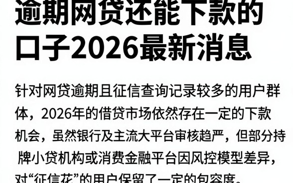 逾期网贷还能下款的口子2026最新消息，整合五个征信花居然都下款了的平台