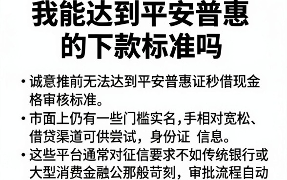 我能达到平安普惠的下款标准吗,诚意推荐5个手机身份证秒借现金的平台