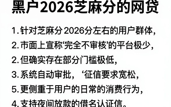 黑户2026芝麻分的网贷,筛选5个不审核夜间直接放款的网贷app
