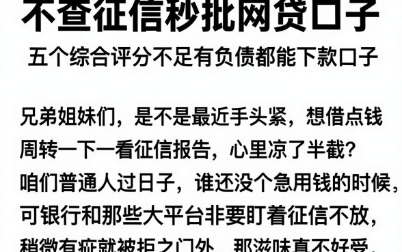 不查征信秒批网贷口子,细致阐述五个综合评分不足有负债都能下款口子