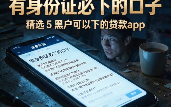 有身份证必下的口子,精选5个黑户可以下的贷款app