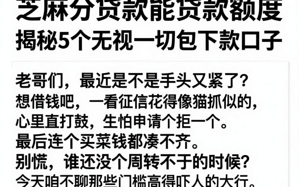 芝麻分贷款能贷款额度,揭秘5个无视一切包下款口子