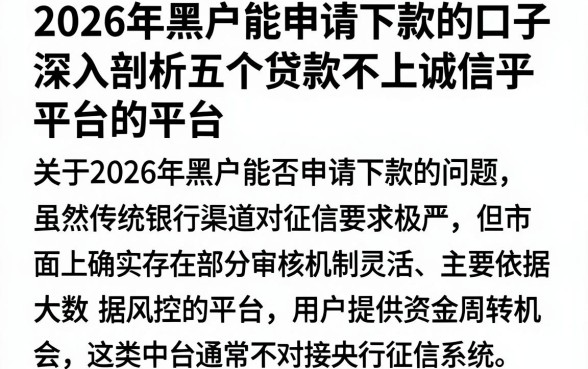 2026年黑户能申请下款的口子,深入剖析五个贷款不上诚信平台的平台