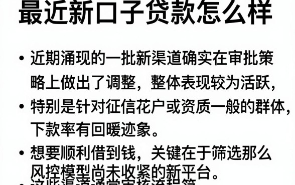 最近新口子贷款怎么样，胪列五个门槛低易下款软件
