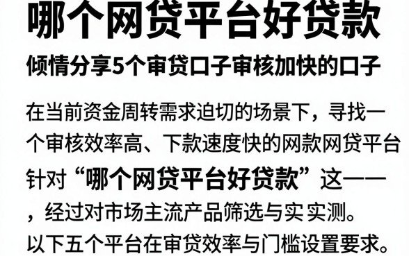 哪个网贷平台好贷款,倾情分享5个审贷口子审核加快的口子
