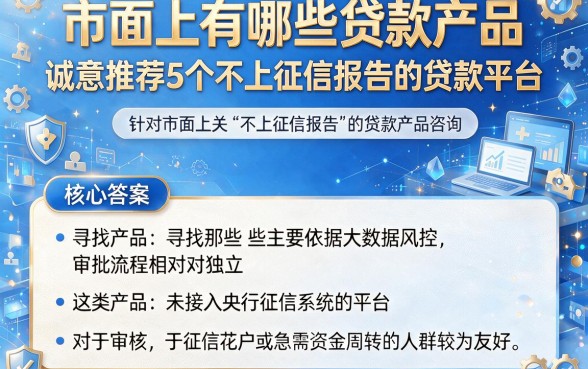 市面上有哪些贷款产品，诚意推荐5个不上征信报告的贷款平台