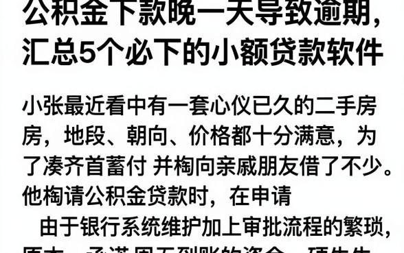 公积金下款晚一天导致逾期,汇总5个必下的小额贷款软件