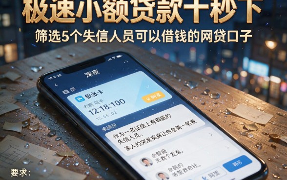 极速小额贷款十秒下，筛选5个失信人员可以借钱的网贷口子