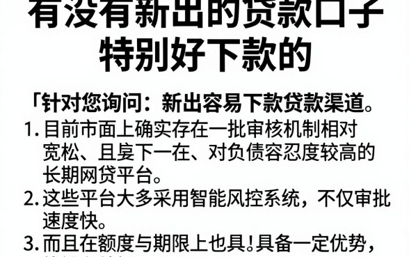 有没有新出的贷款口子特别好下款的,详细阐述5个不看负债的长期网贷平台