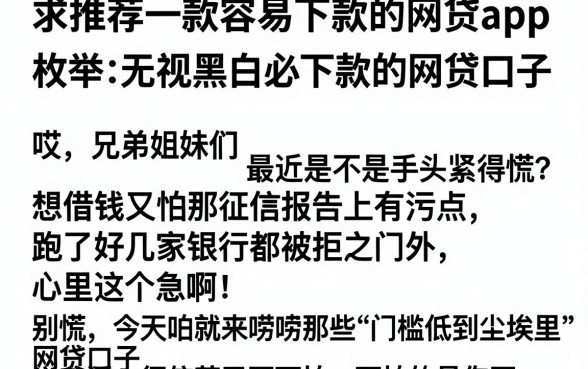 求推荐一款容易下款的网贷app，枚举五个无视黑白必下款的网贷口子