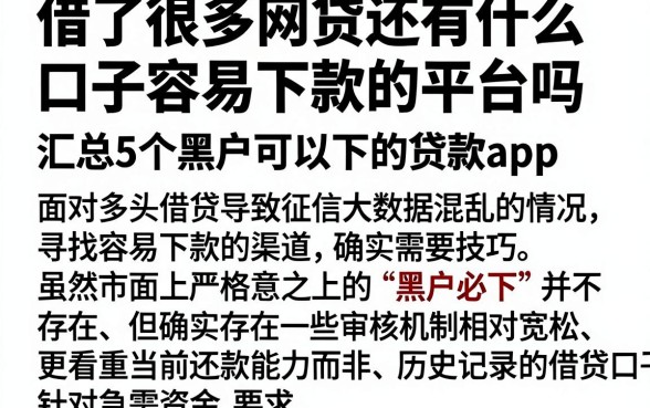 借了很多网贷还有什么口子容易下款的平台吗,汇总5个黑户可以下的贷款app