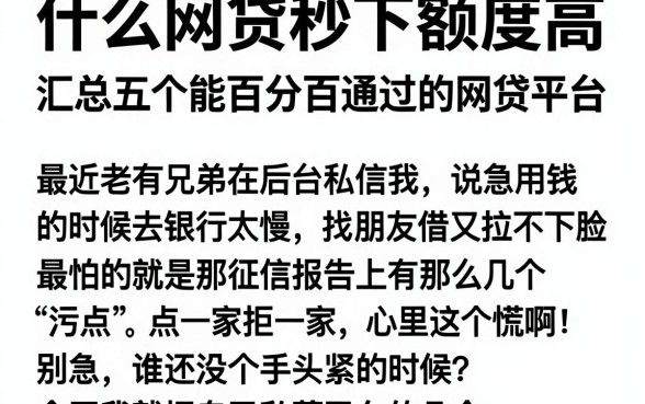 什么网贷秒下额度高,汇总五个能百分百通过的网贷平台