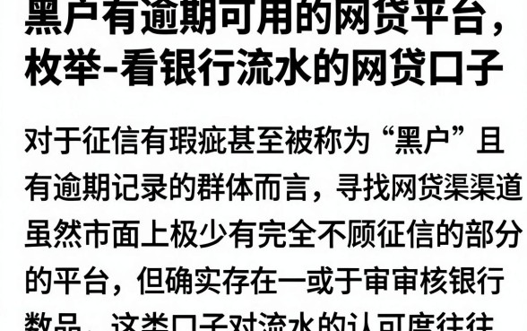黑户有逾期可用的网贷平台,枚举五个看银行流水的网贷口子