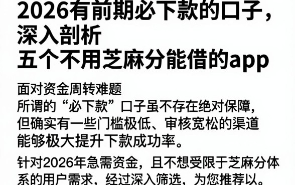 2026有前期必下款的口子,深入剖析五个不用芝麻分能借的app