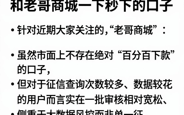 和老哥商城一下秒下的口子,详尽说明五个征信花了可以借钱的网贷软件