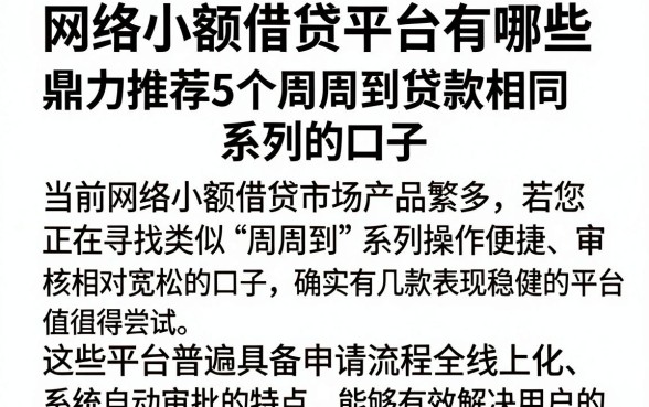 网络小额借贷平台有哪些，鼎力推荐5个周周到贷款相同系列的口子