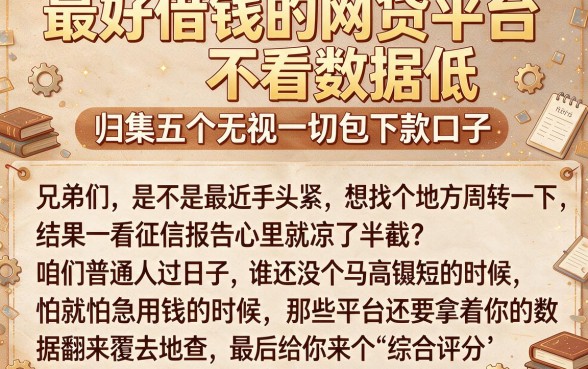 最好借钱的网贷平台不看数据低，归集五个无视一切包下款口子