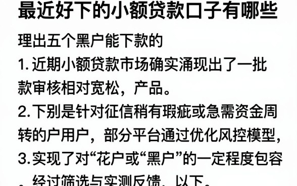 最近好下的小额贷款口子有哪些,理出五个黑户能下款的app
