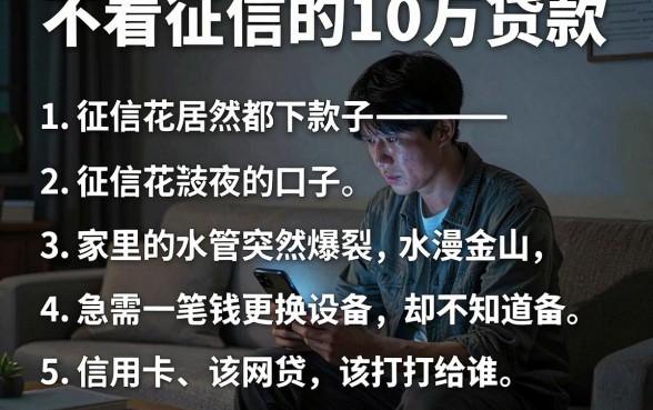不看征信的10万贷款,条列五个征信花居然都下款的口子
