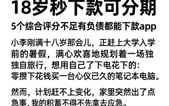 18岁秒下款可分期，详尽说明5个综合评分不足有负债都能下款app