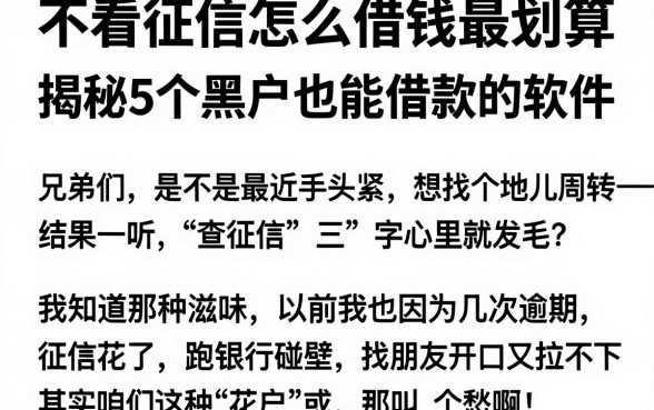 不看征信怎么借钱最划算,揭秘5个黑户也能借款的软件