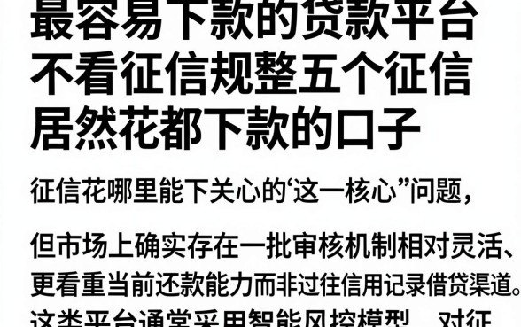 最容易下款的贷款平台不看征信,规整五个征信花居然都下款的口子