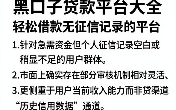黑口子贷款平台大全，胪列五个轻松借款无征信记录的平台