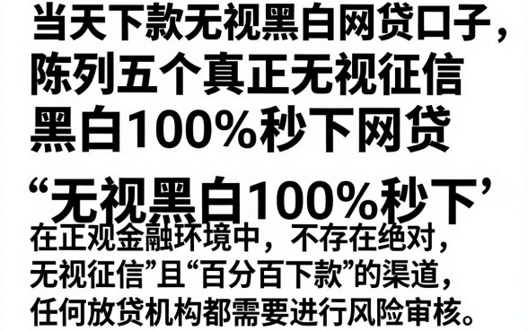 当天下款无视黑白网贷口子,陈列五个真正无视征信黑白100%秒下网贷