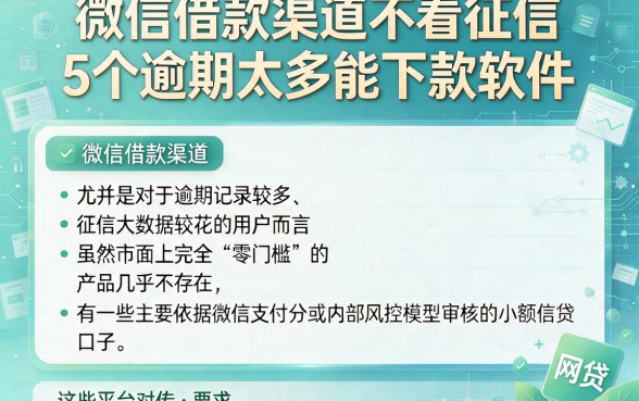 微信借款渠道不看征信,详细阐述5个逾期太多能下款软件