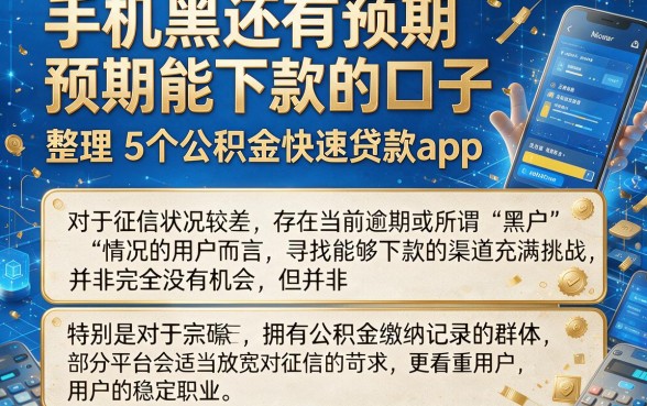手机黑还有预期能下款的口子,整理5个公积金快速贷款app