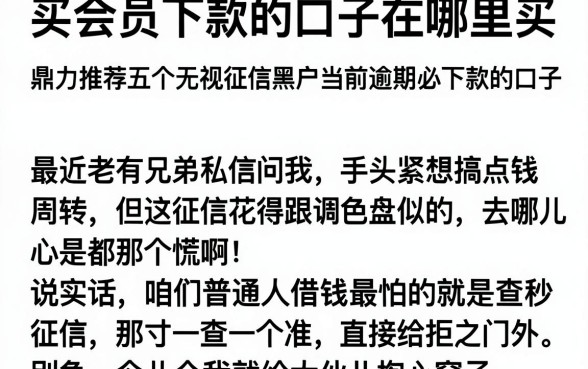 买会员下款的口子在哪里买,鼎力推荐五个无视征信黑户当前逾期必下款的口子