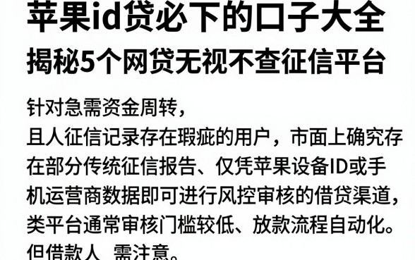 苹果id贷必下的口子大全,揭秘5个网贷无视不查征信平台