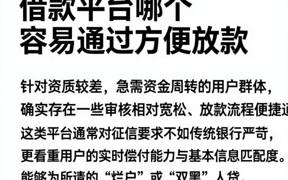 借款平台哪个容易通过方便放款,概括五个超级烂户双黑下款口子