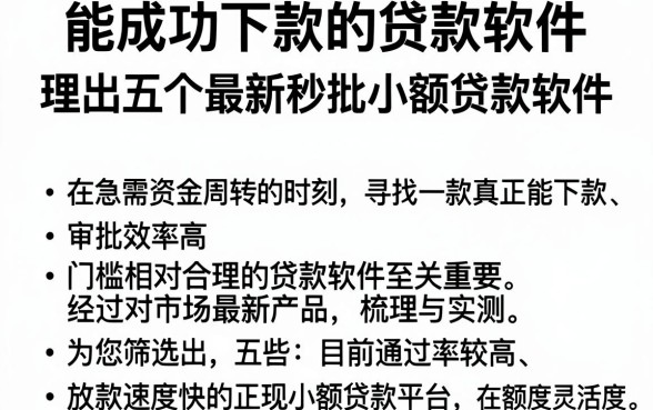 能成功下款的贷款软件,理出五个最新秒批小额贷款软件