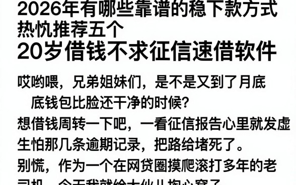 2026年有哪些靠谱的稳下款方式,热忱推荐五个20岁借钱不求征信速借软件