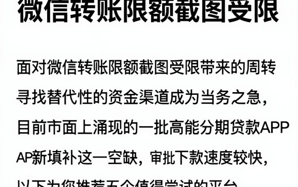 微信转账限额截图受限,详细阐述五个高能分期贷款app新秀