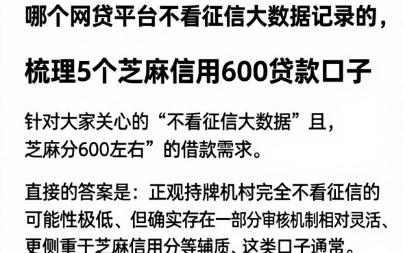 哪个网贷平台不看征信大数据记录的,梳理5个芝麻信用600贷款口子