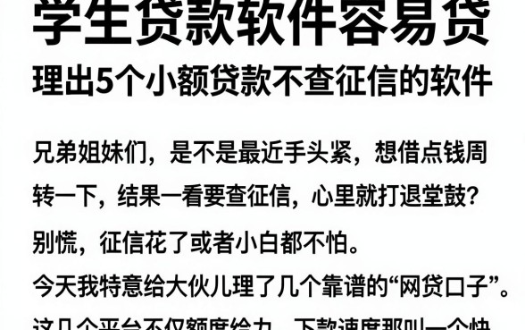 学生贷款软件容易贷,理出5个小额贷款不查征信的软件