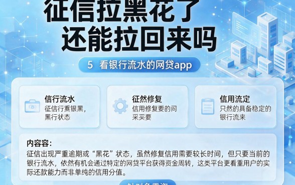 征信拉黑花了还能拉回来吗，概括5个看银行流水的网贷app