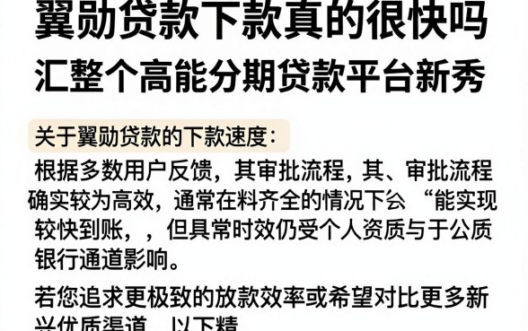 翼勋贷款下款真的很快吗，汇整五个高能分期贷款平台新秀