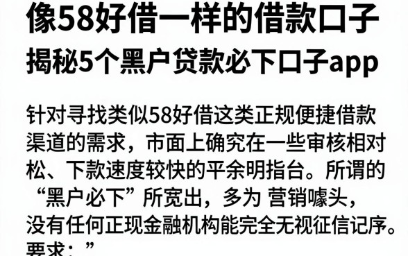 像58好借一样的借款口子,揭秘5个黑户贷款必下口子app
