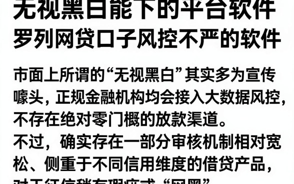 无视黑白能下的平台软件,罗列5个网贷口子风控不严的软件