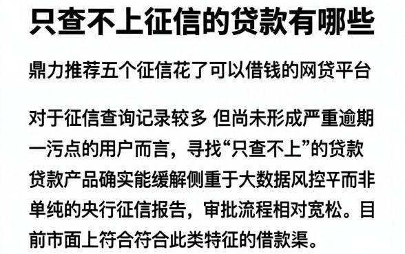 只查不上征信的贷款有哪些，鼎力推荐五个征信花了可以借钱的网贷平台