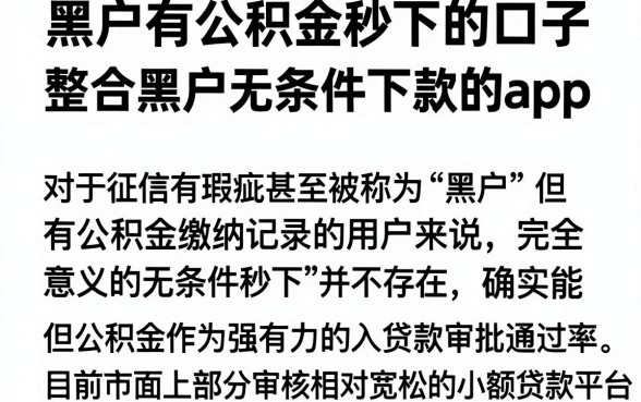 黑户有公积金秒下的口子，整合五个黑户无条件下款的app