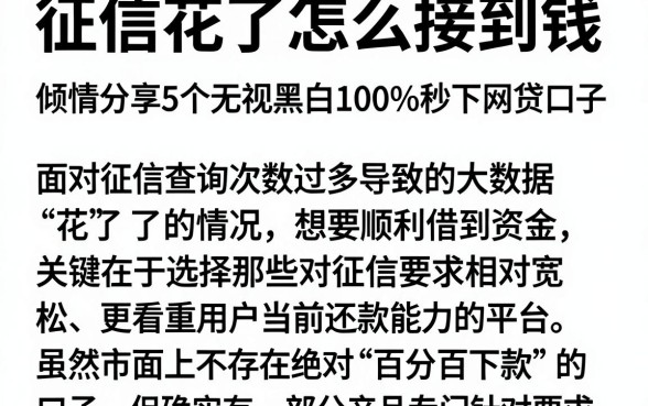 征信花了怎么接到钱,倾情分享5个无视黑白100%秒下网贷口子