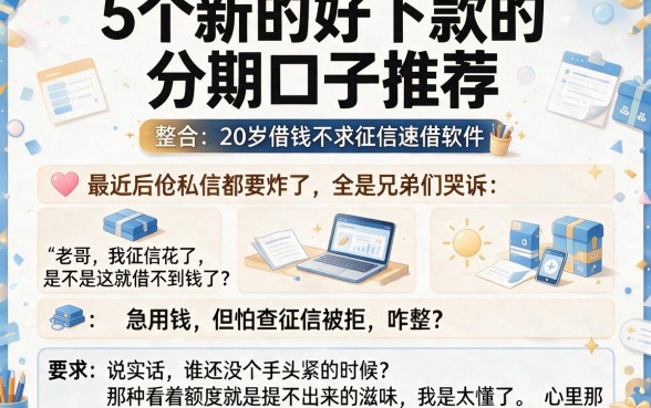 5个新的好下款的分期口子推荐,整合五个20岁借钱不求征信速借软件