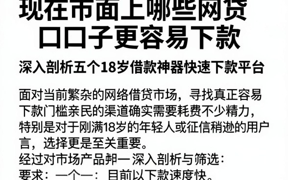 现在市面上哪些网贷口子更容易下款,深入剖析五个18岁借款神器快速下款平台
