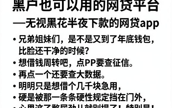 黑户也可以用的网贷平台，罗列五个无视黑花半夜下款的网贷app