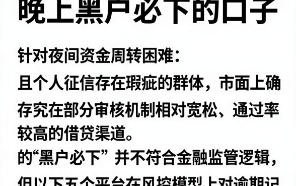 晚上黑户必下的口子,整合5个大额无视一切还款的平台